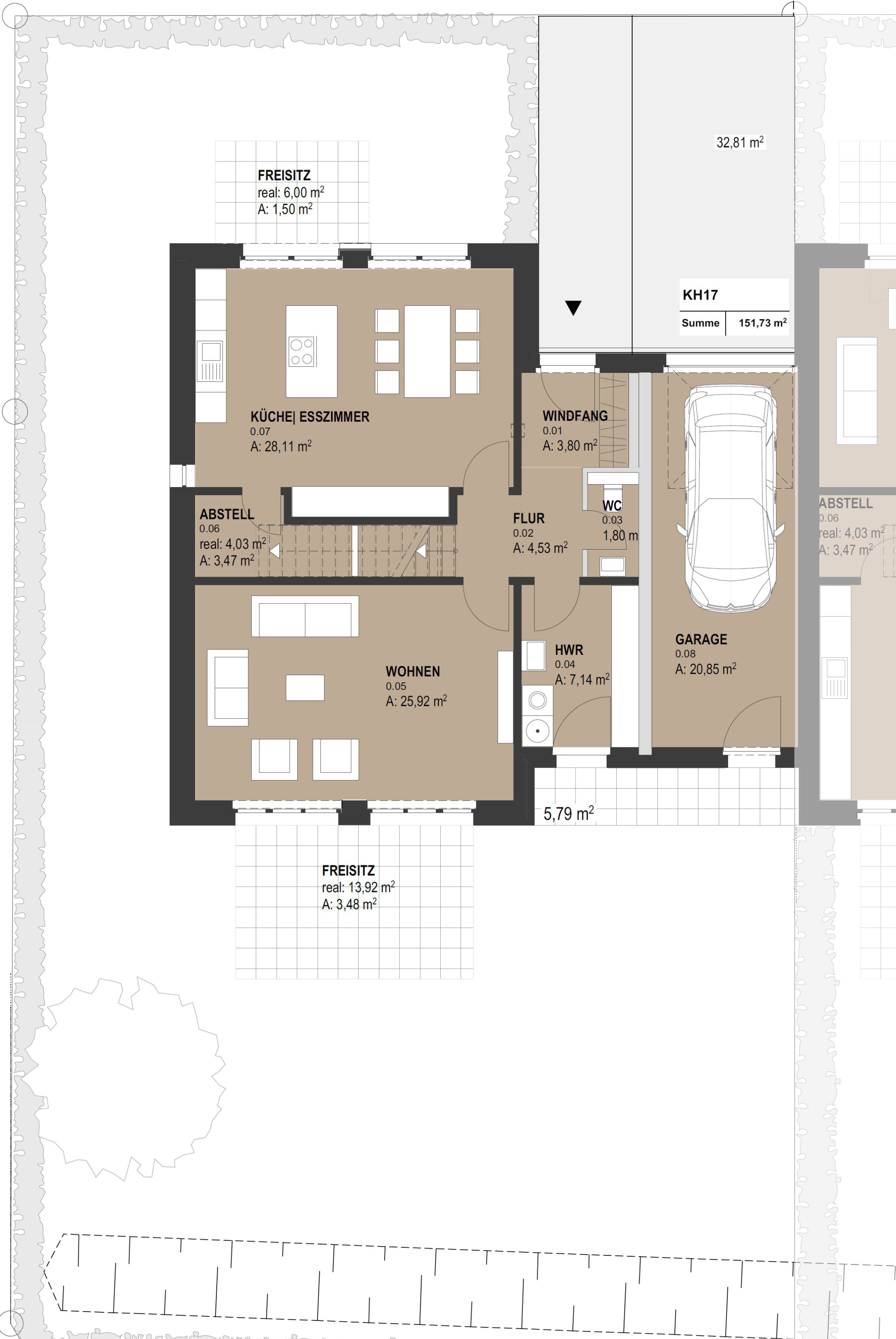 Kettenhäuser Grundriss Haus 17 Erdgeschoss