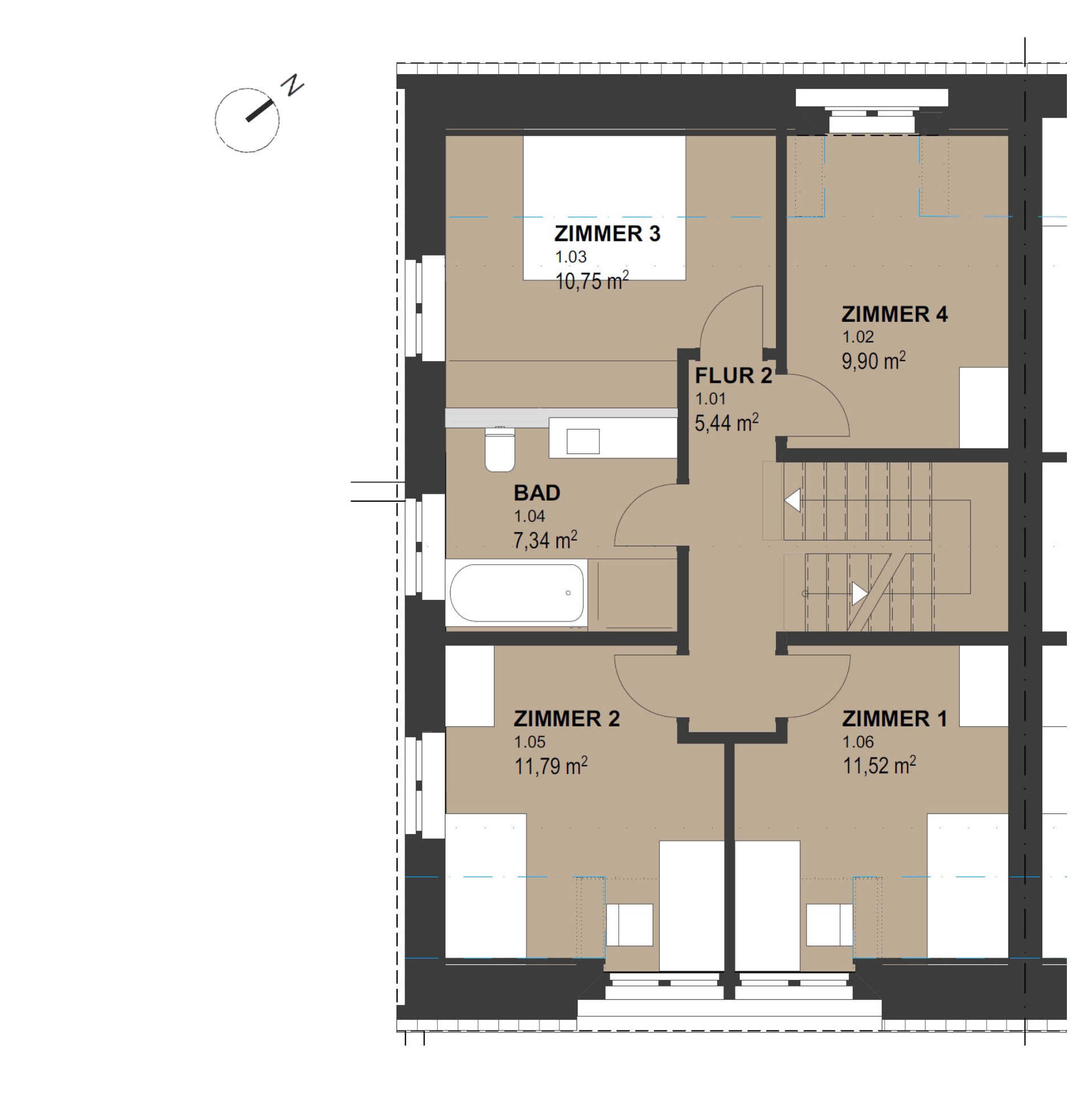 Doppelhäuser Grundriss Haus 6 Obergeschoss 