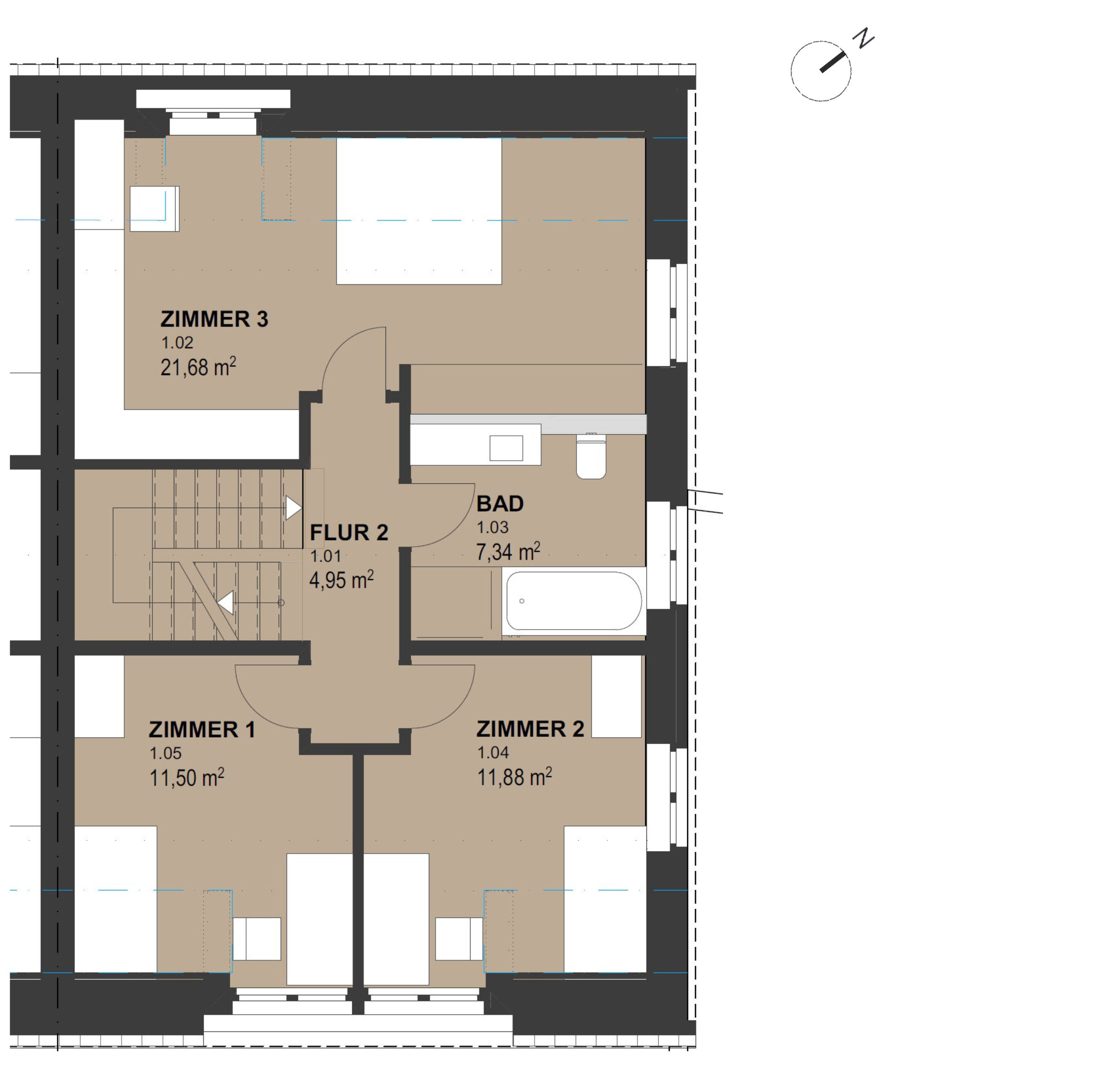 Doppelhäuser Grundriss Haus 7 Obergeschoss 